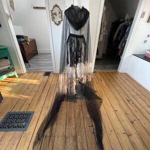Black Sheer Cape w Hood and Extra (S)